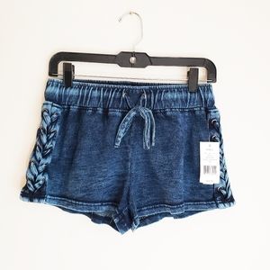 Vanilla Star Acid Wash Terry Shorts Lace-up Sides